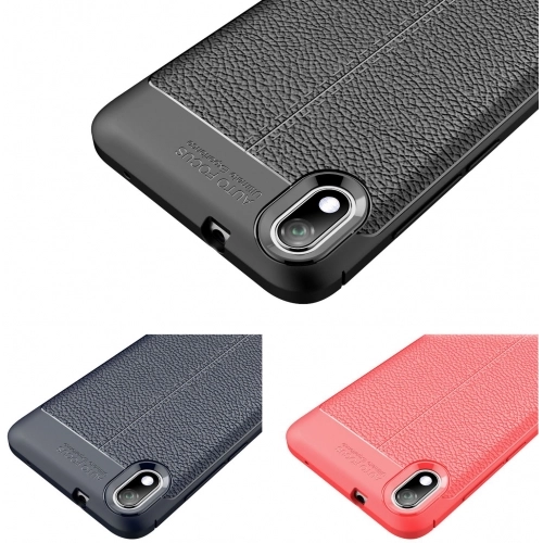 Xiaomi Redmi 7A Kılıf Deri Görünümlü Lüks Parmak İzi Bırakmaz Niss Silikon Kapak - Siyah