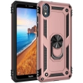 Xiaomi Redmi 7A Kılıf Silikon Zırhlı Standlı Yüzüklü Mıknatıslı Tank Kapak - Rose Gold