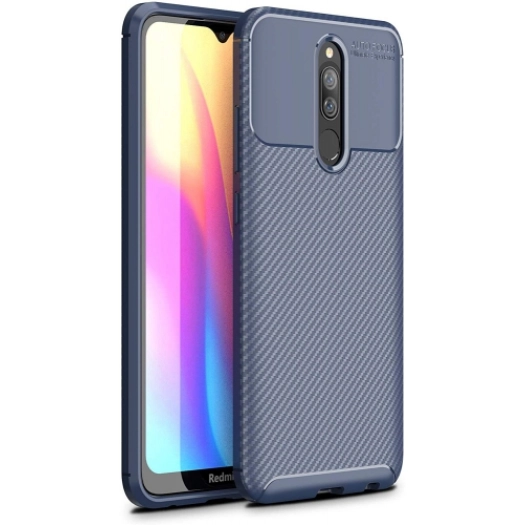 Xiaomi Redmi 8 Kılıf Silikon Parmak İzi Bırakmayan Karbon Soft Negro Kapak - Lacivert