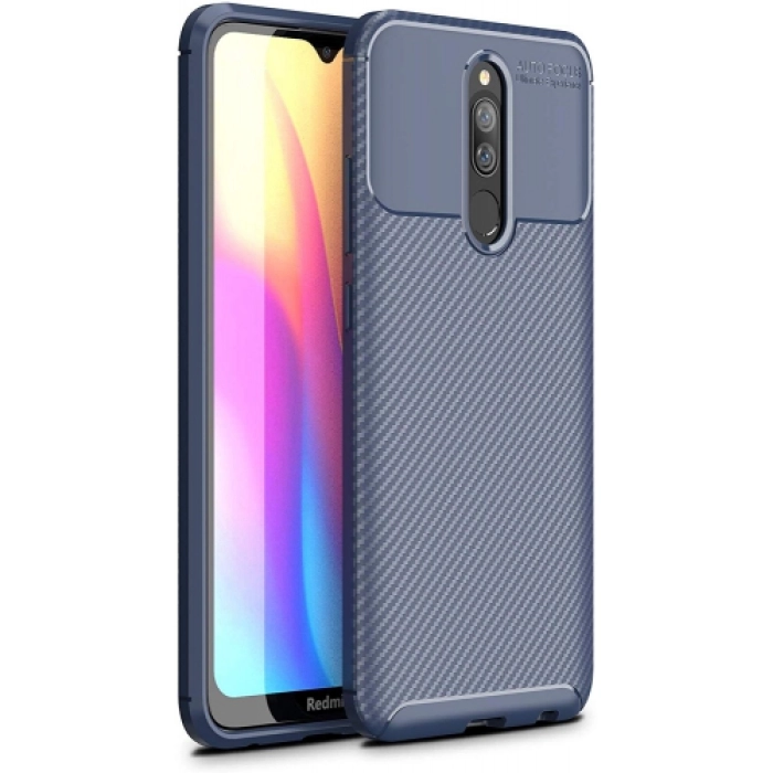 Xiaomi Redmi 8 Kılıf Silikon Parmak İzi Bırakmayan Karbon Soft Negro Kapak - Lacivert