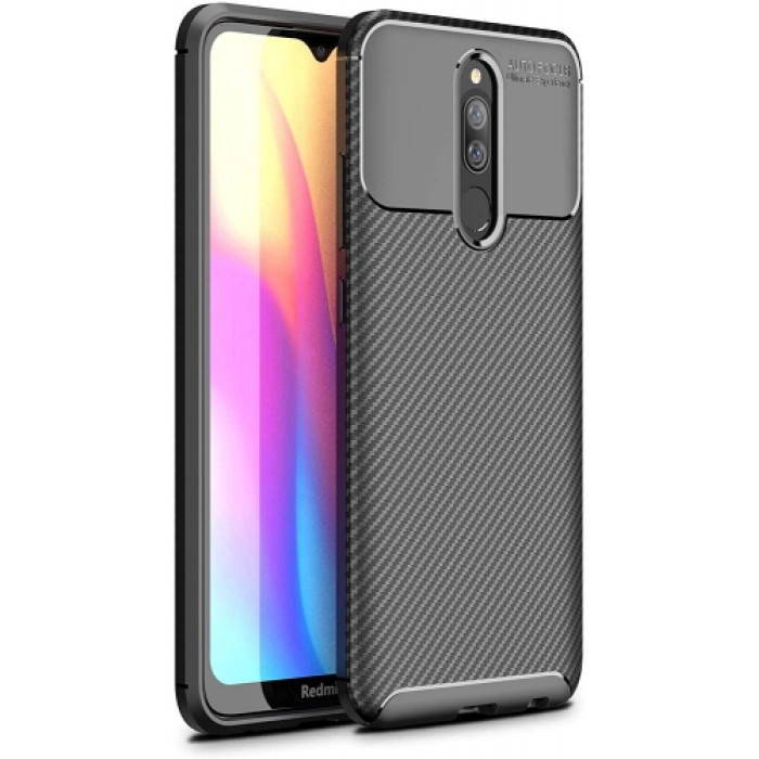 Xiaomi Redmi 8 Kılıf Silikon Parmak İzi Bırakmayan Karbon Soft Negro Kapak - Siyah