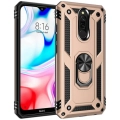 Xiaomi Redmi 8 Kılıf Silikon Zırhlı Standlı Yüzüklü Mıknatıslı Tank Kapak - Gold