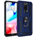 Xiaomi Redmi 8 Kılıf Silikon Zırhlı Standlı Yüzüklü Mıknatıslı Tank Kapak - Lacivert