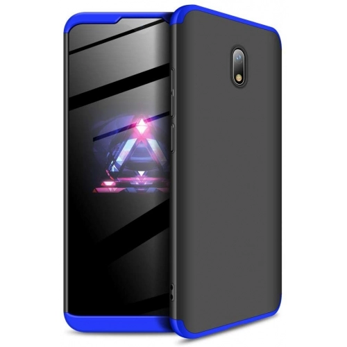 Xiaomi Redmi 8A Kılıf 3 Parçalı 360 Tam Korumalı Rubber AYS Kapak  - Mavi - Siyah
