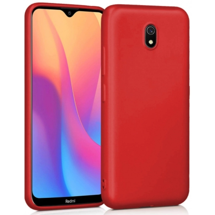 Xiaomi Redmi 8A Kılıf İnce Soft Mat Renkli Esnek Silikon Kapak - Kırmızı