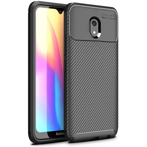 Xiaomi Redmi 8A Kılıf Silikon Parmak İzi Bırakmayan Karbon Soft Negro Kapak - Siyah