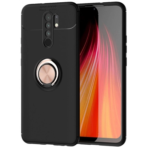 Xiaomi Redmi 9 Kılıf Renkli Silikon Yüzüklü Standlı Auto Focus Ravel Kapak - Rose Gold