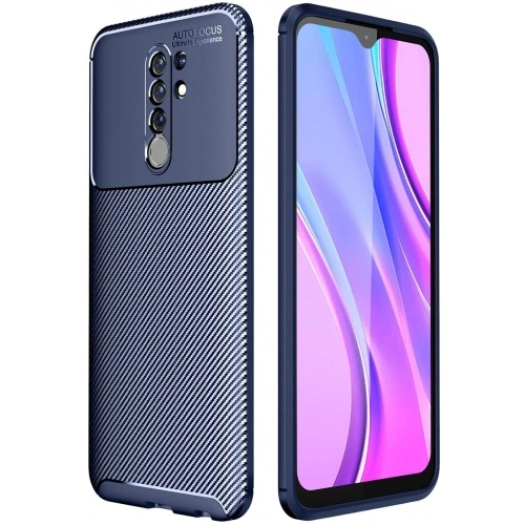 Xiaomi Redmi 9 Kılıf Silikon Parmak İzi Bırakmayan Karbon Soft Negro Kapak - Lacivert