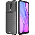 Xiaomi Redmi 9 Kılıf Silikon Parmak İzi Bırakmayan Karbon Soft Negro Kapak - Siyah