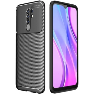 Xiaomi Redmi 9 Kılıf Silikon Parmak İzi Bırakmayan Karbon Soft Negro Kapak - Siyah