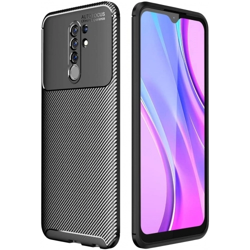 Xiaomi Redmi 9 Kılıf Silikon Parmak İzi Bırakmayan Karbon Soft Negro Kapak - Siyah