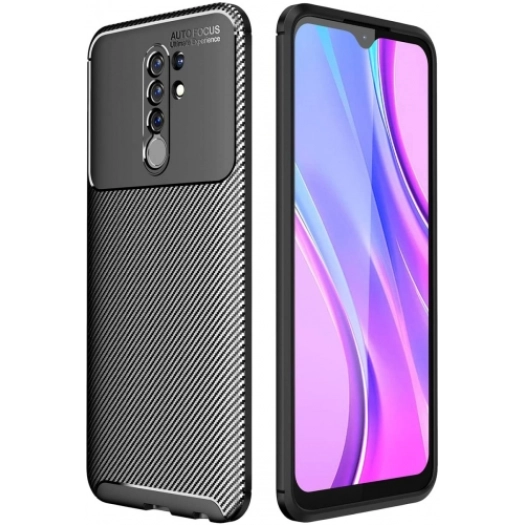 Xiaomi Redmi 9 Kılıf Silikon Parmak İzi Bırakmayan Karbon Soft Negro Kapak - Siyah