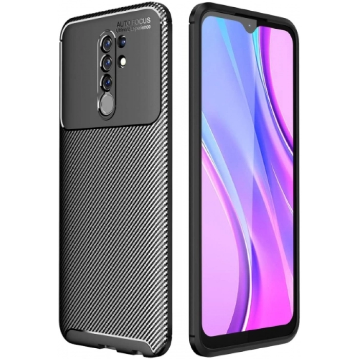 Xiaomi Redmi 9 Kılıf Silikon Parmak İzi Bırakmayan Karbon Soft Negro Kapak - Siyah