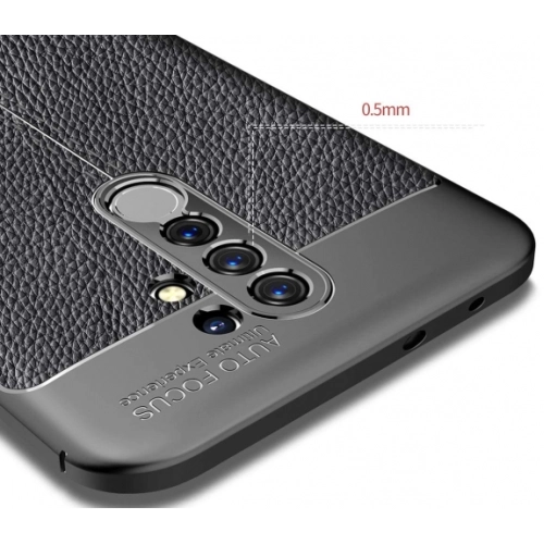 Xiaomi Redmi 9 Kılıf Deri Görünümlü Lüks Parmak İzi Bırakmaz Niss Silikon Kapak - Siyah