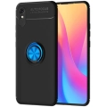 Xiaomi Redmi 9A Kılıf Renkli Silikon Yüzüklü Standlı Auto Focus Ravel Kapak - Mavi - Siyah