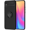 Xiaomi Redmi 9A Kılıf Renkli Silikon Yüzüklü Standlı Auto Focus Ravel Kapak - Siyah