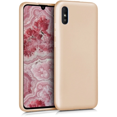 Xiaomi Redmi 9A Kılıf İnce Soft Mat Renkli Esnek Silikon Kapak - Gold