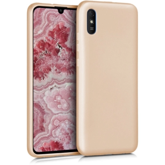 Xiaomi Redmi 9A Kılıf İnce Soft Mat Renkli Esnek Silikon Kapak - Gold