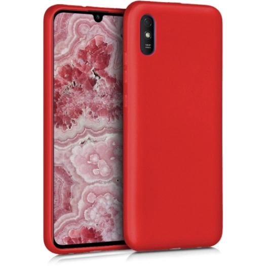 Xiaomi Redmi 9A Kılıf İnce Soft Mat Renkli Esnek Silikon Kapak - Kırmızı