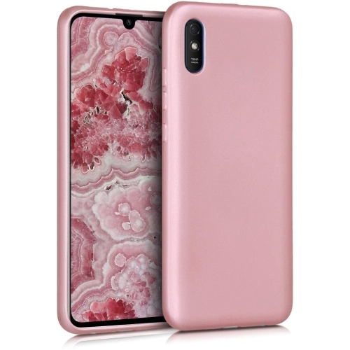 Xiaomi Redmi 9A Kılıf İnce Soft Mat Renkli Esnek Silikon Kapak - Rose Gold