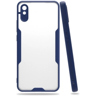 Xiaomi Redmi 9A Kılıf Renkli Silikon Kamera Lens Korumalı Şeffaf Parfe Kapak - Lacivert