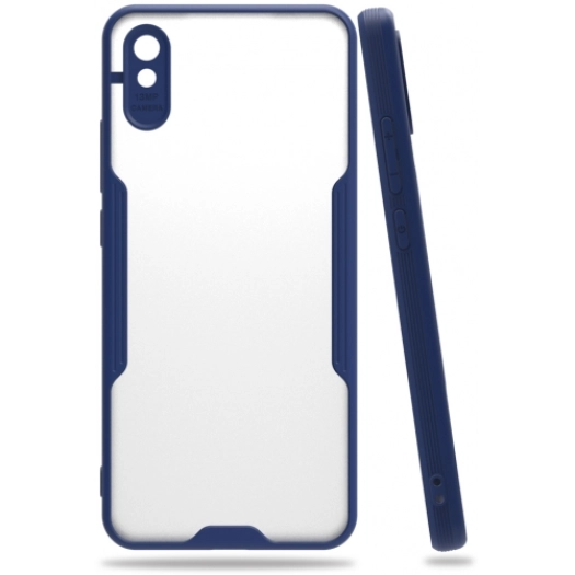 Xiaomi Redmi 9A Kılıf Renkli Silikon Kamera Lens Korumalı Şeffaf Parfe Kapak - Lacivert