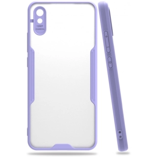 Xiaomi Redmi 9A Kılıf Renkli Silikon Kamera Lens Korumalı Şeffaf Parfe Kapak - Lila