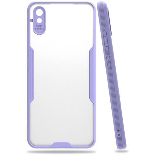 Xiaomi Redmi 9A Kılıf Renkli Silikon Kamera Lens Korumalı Şeffaf Parfe Kapak - Lila