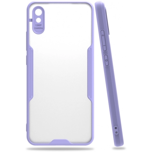 Xiaomi Redmi 9A Kılıf Renkli Silikon Kamera Lens Korumalı Şeffaf Parfe Kapak - Lila