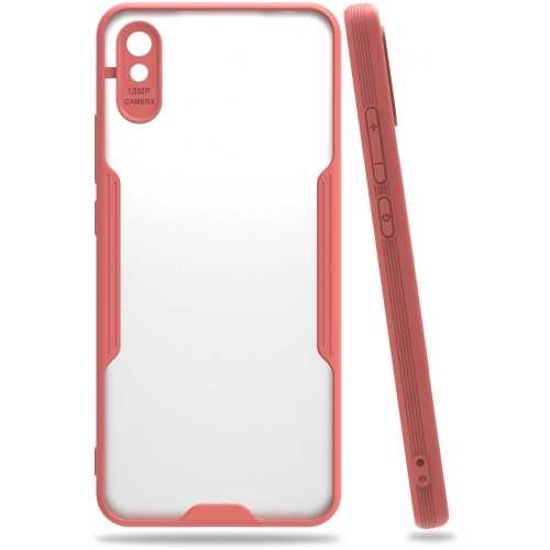 Xiaomi Redmi 9A Kılıf Renkli Silikon Kamera Lens Korumalı Şeffaf Parfe Kapak - Pembe