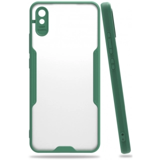 Xiaomi Redmi 9A Kılıf Renkli Silikon Kamera Lens Korumalı Şeffaf Parfe Kapak - Yeşil