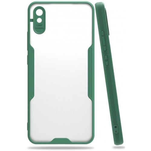 Xiaomi Redmi 9A Kılıf Renkli Silikon Kamera Lens Korumalı Şeffaf Parfe Kapak - Yeşil