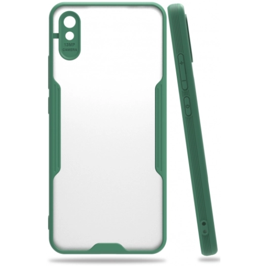 Xiaomi Redmi 9A Kılıf Renkli Silikon Kamera Lens Korumalı Şeffaf Parfe Kapak - Yeşil