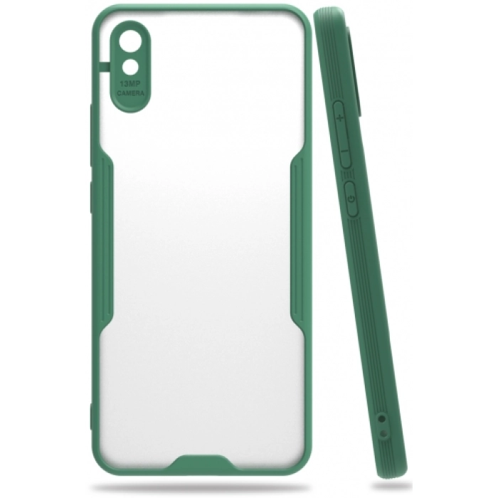 Xiaomi Redmi 9A Kılıf Renkli Silikon Kamera Lens Korumalı Şeffaf Parfe Kapak - Yeşil