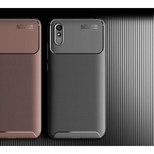 Xiaomi Redmi 9A Kılıf Silikon Parmak İzi Bırakmayan Karbon Soft Negro Kapak - Siyah