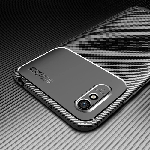 Xiaomi Redmi 9A Kılıf Silikon Parmak İzi Bırakmayan Karbon Soft Negro Kapak - Siyah