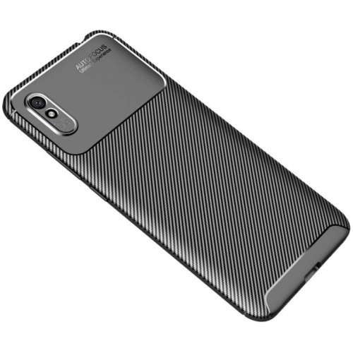 Xiaomi Redmi 9A Kılıf Silikon Parmak İzi Bırakmayan Karbon Soft Negro Kapak - Siyah