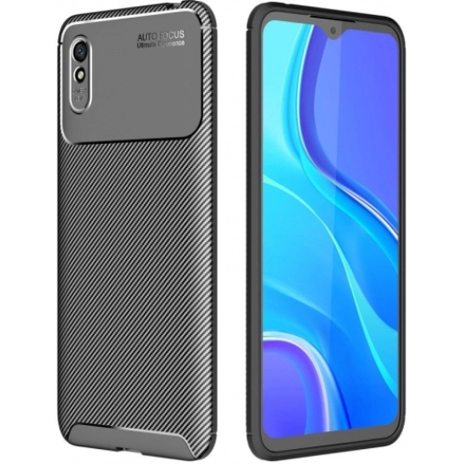 Xiaomi Redmi 9A Kılıf Silikon Parmak İzi Bırakmayan Karbon Soft Negro Kapak - Siyah