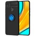 Xiaomi Redmi 9C Kılıf Renkli Silikon Yüzüklü Standlı Auto Focus Ravel Kapak - Mavi - Siyah
