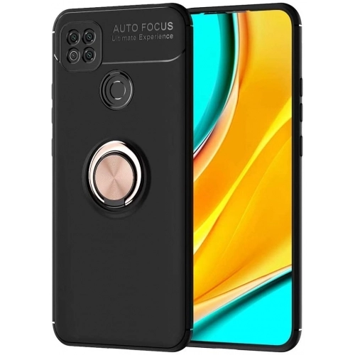 Xiaomi Redmi 9C Kılıf Renkli Silikon Yüzüklü Standlı Auto Focus Ravel Kapak - Rose Gold