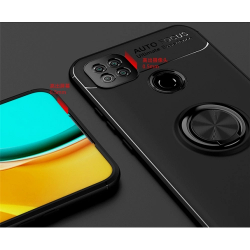 Xiaomi Redmi 9C Kılıf Renkli Silikon Yüzüklü Standlı Auto Focus Ravel Kapak - Siyah