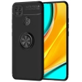 Xiaomi Redmi 9C Kılıf Renkli Silikon Yüzüklü Standlı Auto Focus Ravel Kapak - Siyah