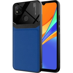 Xiaomi Redmi 9C Kılıf Deri Görünümlü Emiks Kapak - Mavi