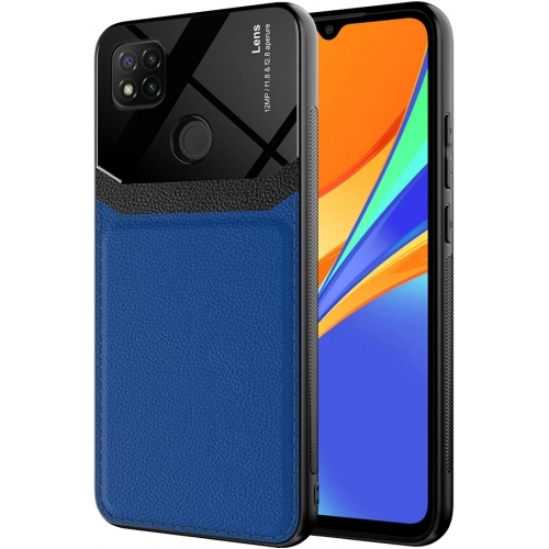 Xiaomi Redmi 9C Kılıf Deri Görünümlü Emiks Kapak - Mavi