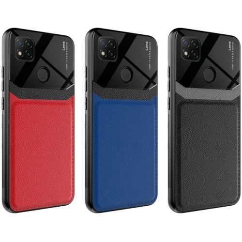 Xiaomi Redmi 9C Kılıf Deri Görünümlü Emiks Kapak - Siyah