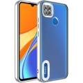 Xiaomi Redmi 9C Kılıf Kamera Lens Korumalı Şeffaf Renkli Logo Gösteren Parlak Kapak - Gümüş