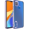 Xiaomi Redmi 9C Kılıf Kamera Lens Korumalı Şeffaf Renkli Logo Gösteren Parlak Kapak - Lila