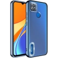Xiaomi Redmi 9C Kılıf Kamera Lens Korumalı Şeffaf Renkli Logo Gösteren Parlak Kapak - Mavi