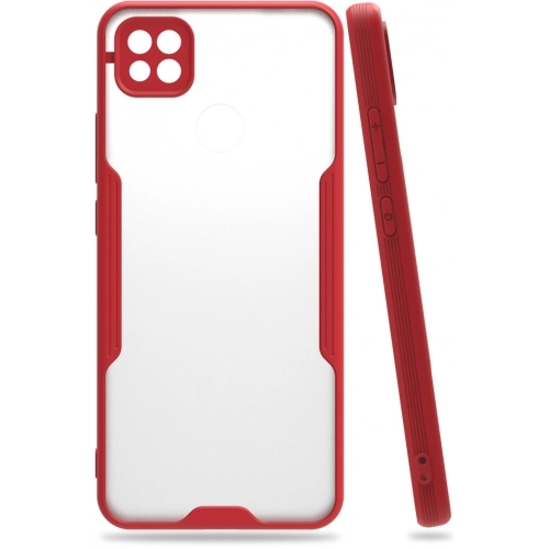 Xiaomi Redmi 9C Kılıf Renkli Silikon Kamera Lens Korumalı Şeffaf Parfe Kapak - Kırmızı