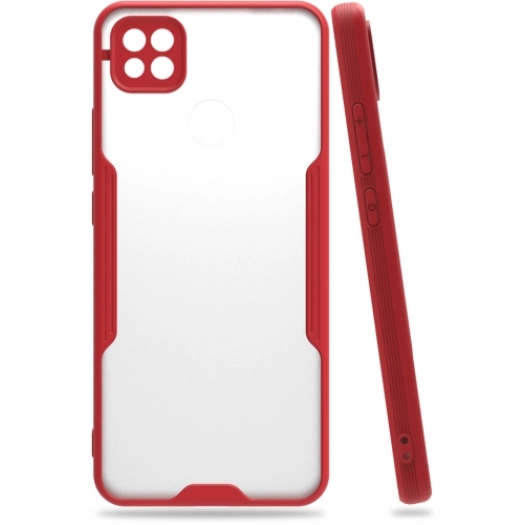 Xiaomi Redmi 9C Kılıf Renkli Silikon Kamera Lens Korumalı Şeffaf Parfe Kapak - Kırmızı